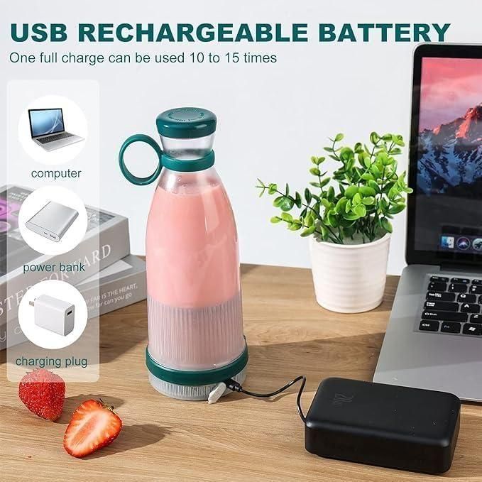 Portable USB Rechargeable Mini Juice Blender – 380ml Travel Juicer Bottle for Smoothies, Shakes & Fitness