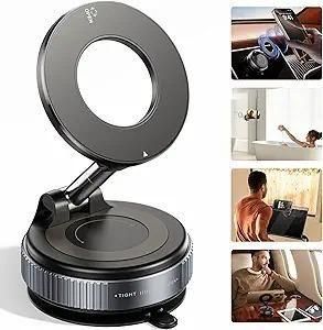 Vacuum Suction Magnetic Phone Holder Bracket – 360° Rotating, Hands-Free Mount for Desk, Wall & Car | Compact & Button-Friendly Design