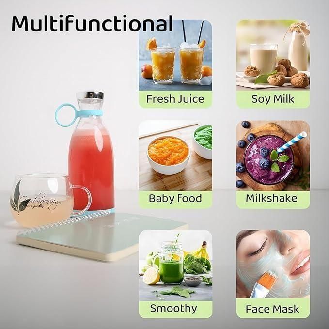Portable USB Rechargeable Mini Juice Blender – 380ml Travel Juicer Bottle for Smoothies, Shakes & Fitness