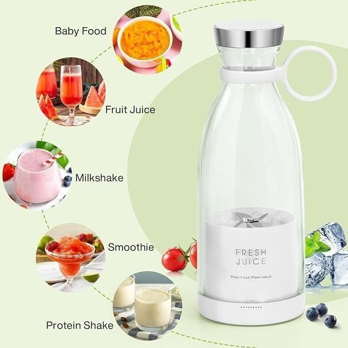 Portable USB Rechargeable Mini Juice Blender – 380ml Travel Juicer Bottle for Smoothies, Shakes & Fitness