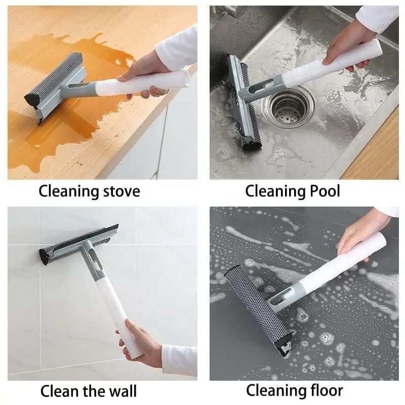 3-in-1 Spray Scrape Wipe Window Cleaning Tool – Multi-Function Glass Wiper with Built-In Spray Bottle | Sponge & Rubber Blade for Home, Car, and Bathroom