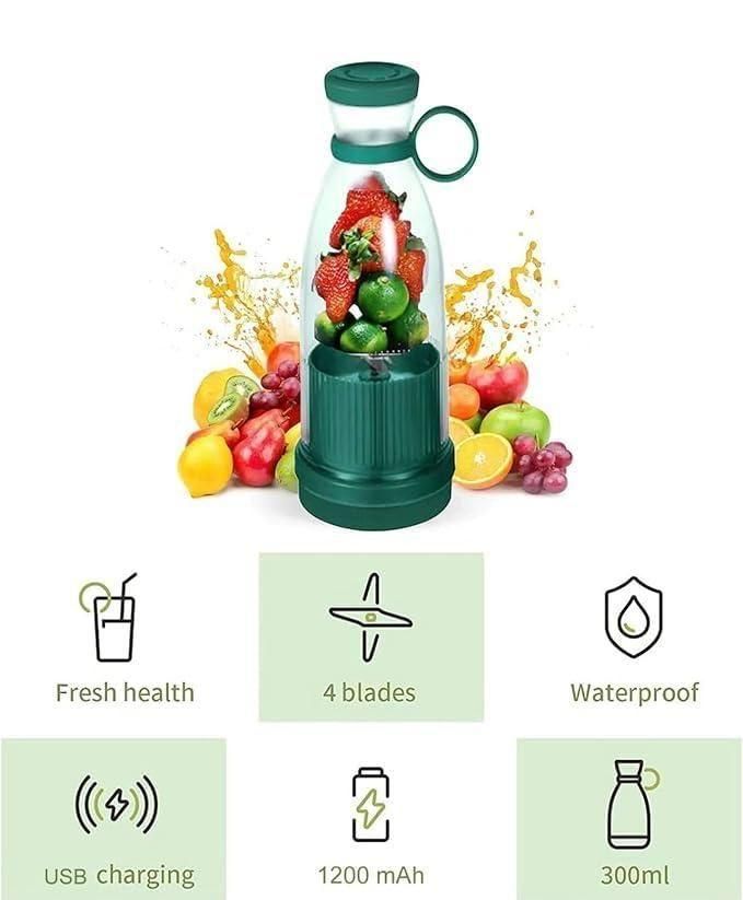 Portable USB Rechargeable Mini Juice Blender – 380ml Travel Juicer Bottle for Smoothies, Shakes & Fitness