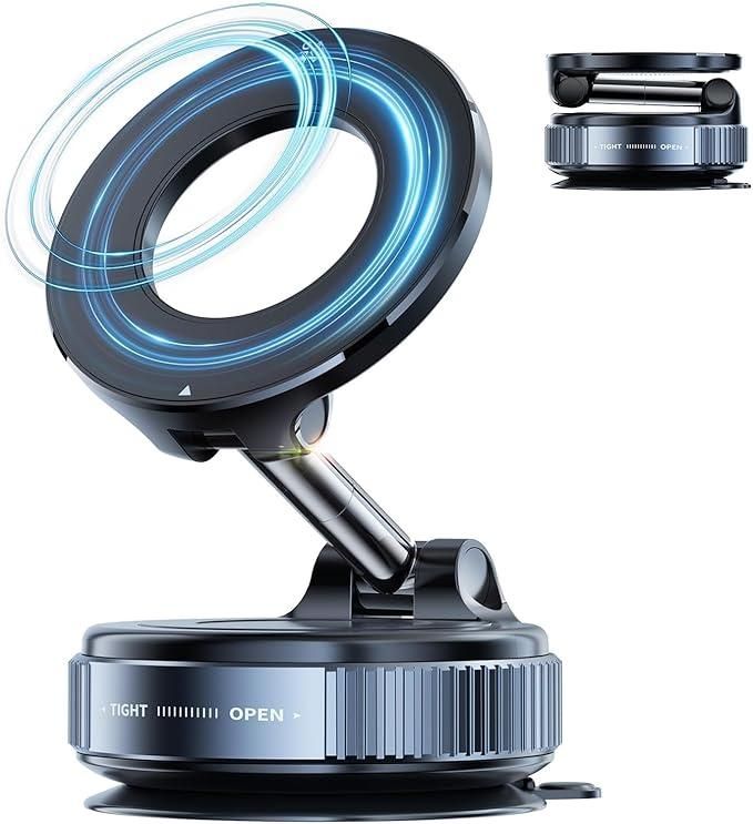 Vacuum Suction Magnetic Phone Holder Bracket – 360° Rotating, Hands-Free Mount for Desk, Wall & Car | Compact & Button-Friendly Design