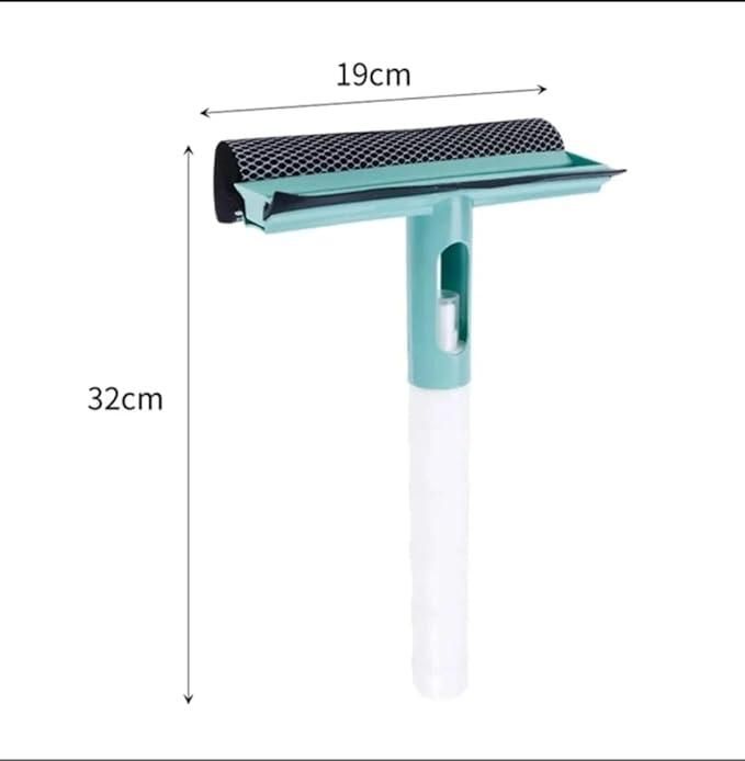 3-in-1 Spray Scrape Wipe Window Cleaning Tool – Multi-Function Glass Wiper with Built-In Spray Bottle | Sponge & Rubber Blade for Home, Car, and Bathroom