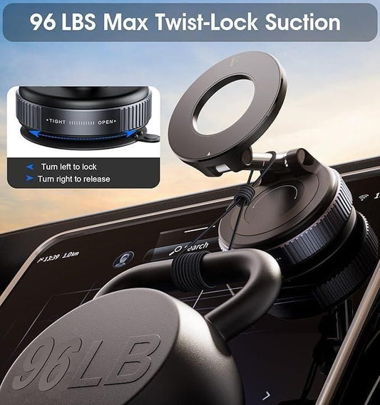 Vacuum Suction Magnetic Phone Holder Bracket – 360° Rotating, Hands-Free Mount for Desk, Wall & Car | Compact & Button-Friendly Design