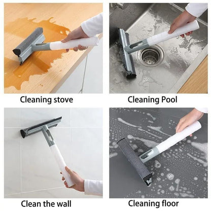 3-in-1 Spray Scrape Wipe Window Cleaning Tool – Multi-Function Glass Wiper with Built-In Spray Bottle | Sponge & Rubber Blade for Home, Car, and Bathroom