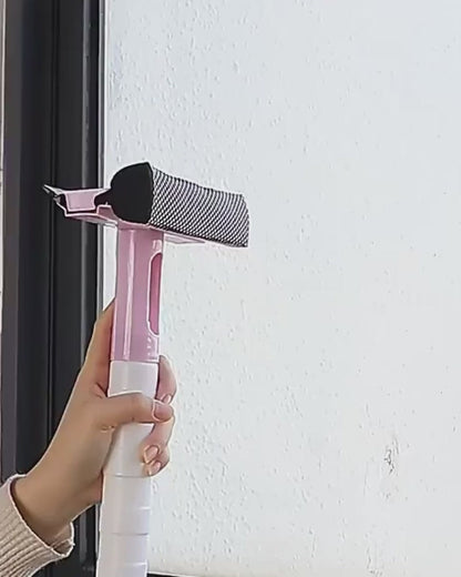 3-in-1 Spray Scrape Wipe Window Cleaning Tool – Multi-Function Glass Wiper with Built-In Spray Bottle | Sponge & Rubber Blade for Home, Car, and Bathroom